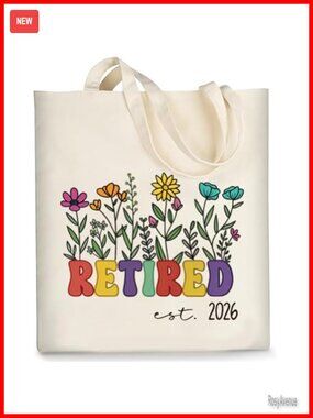 Canvas Tote Bag Floral Retirement Gift Shoulder Bag Large